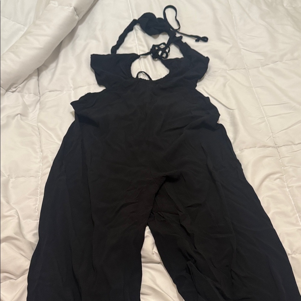 Vici Black Halter Cutout Jumpsuit